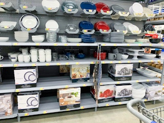 area shot of dishes and dinnerware of walmart store