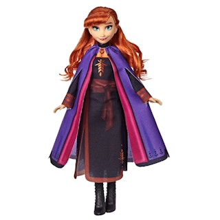 stock photo of disney frozen 2 anna fashion doll on white background