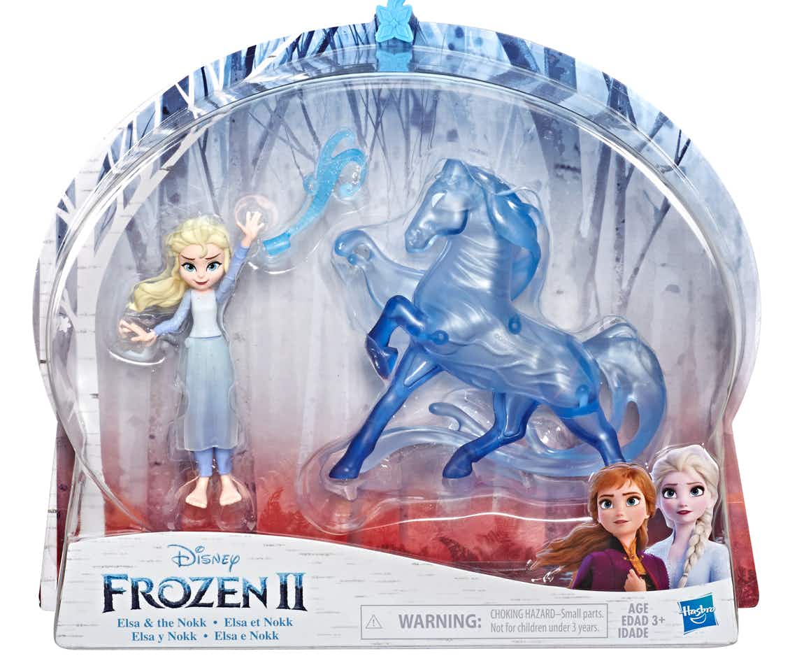 stock photo of disney frozen 2 elsa and nokk small doll playset in packaging on white background