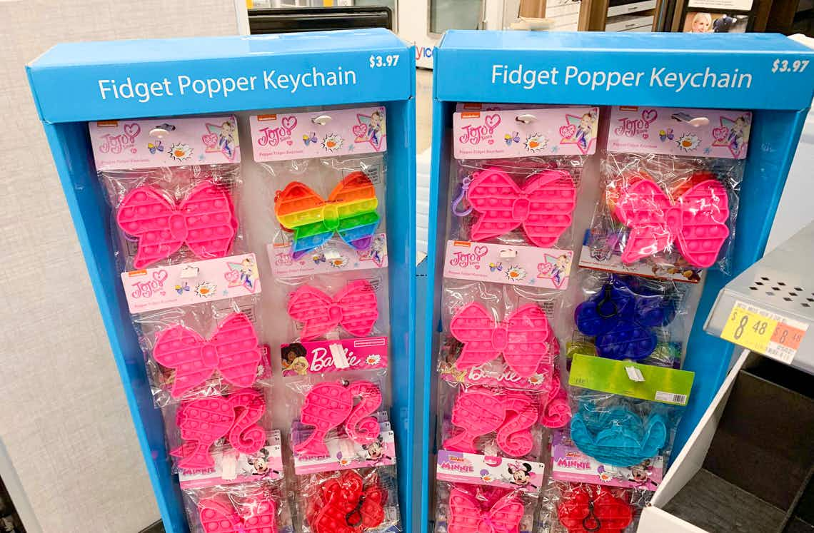 fidget popper keychain display at walmart