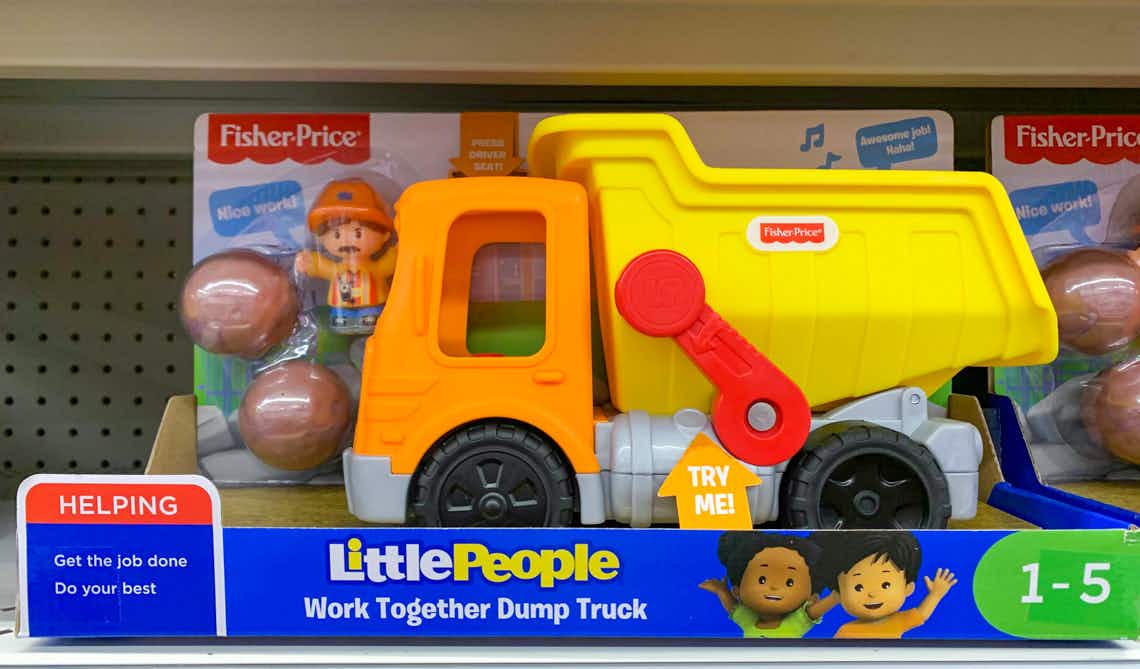 fisher-price little people work together dump truck toy on walmart shelf
