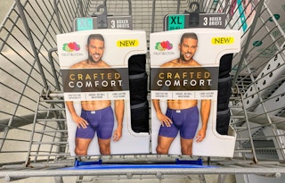 two packs of fruit of the loom crafted comfort boxers in walmart cart