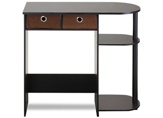 stock photo of furinno computer desk on white background