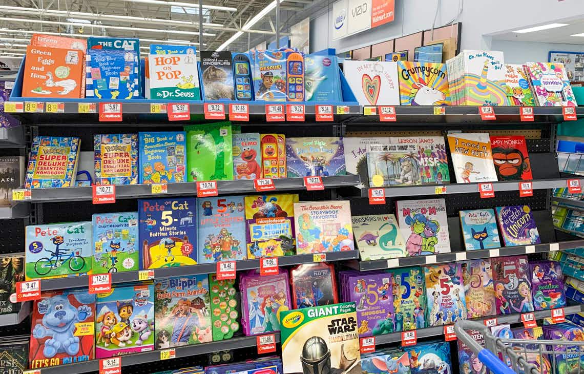 kids book area of walmart entertainment section