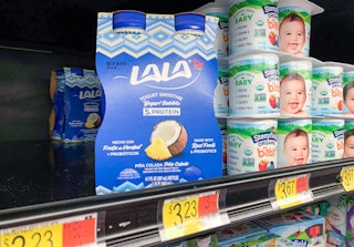 lala yogurt smoothies on a walmart shelf