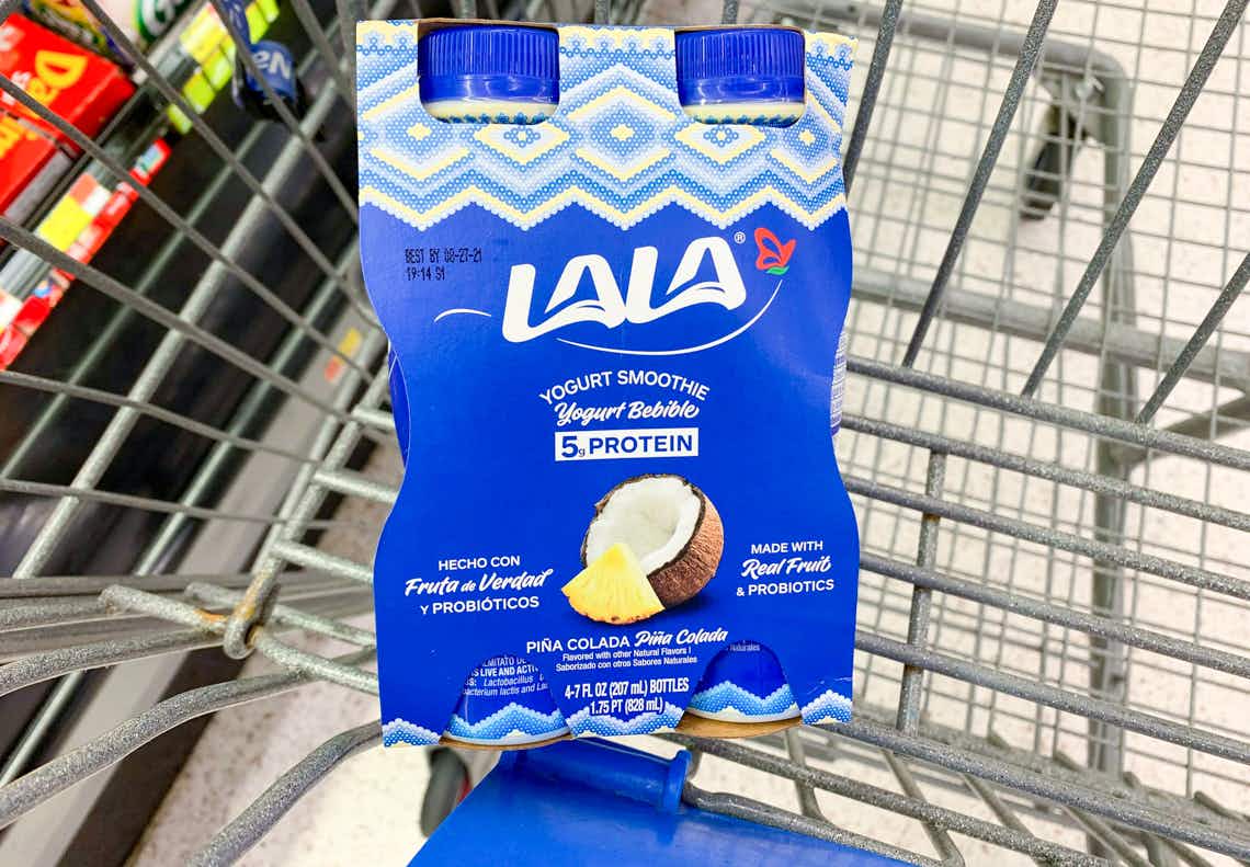 lala yogurt smoothies in a walmart cart