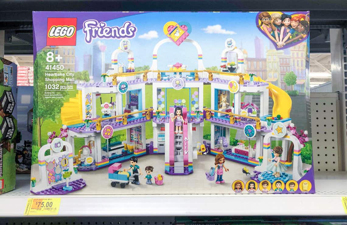 lego friends shopping mall set on walmart shelf with clearance tag