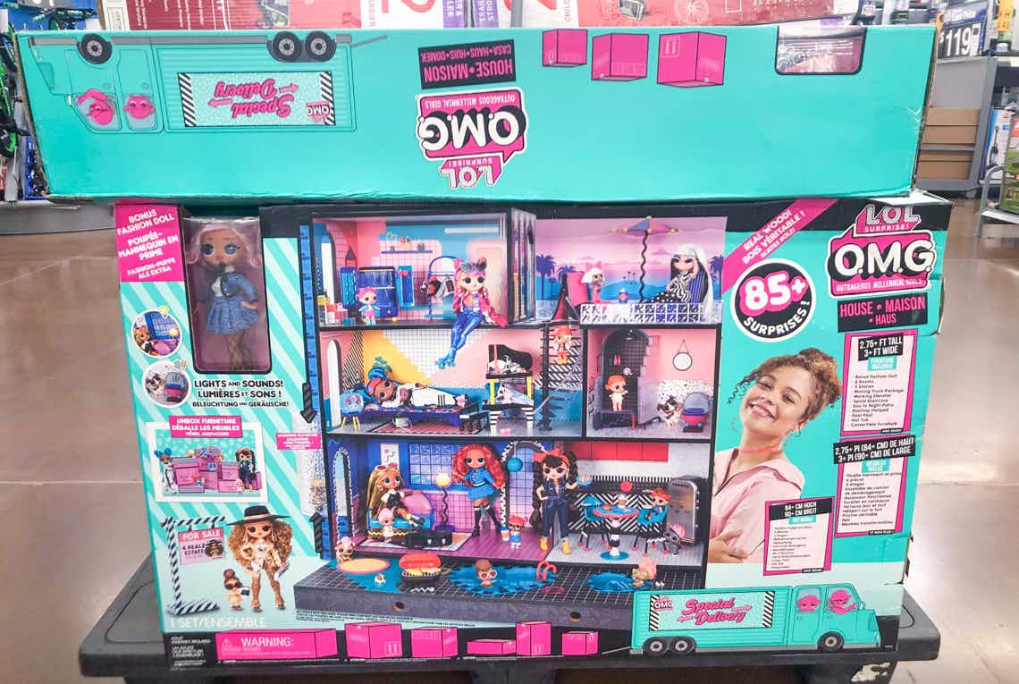 lol surprise omg real wood dollhouse with 85+ suprises in center of walmart aisle 