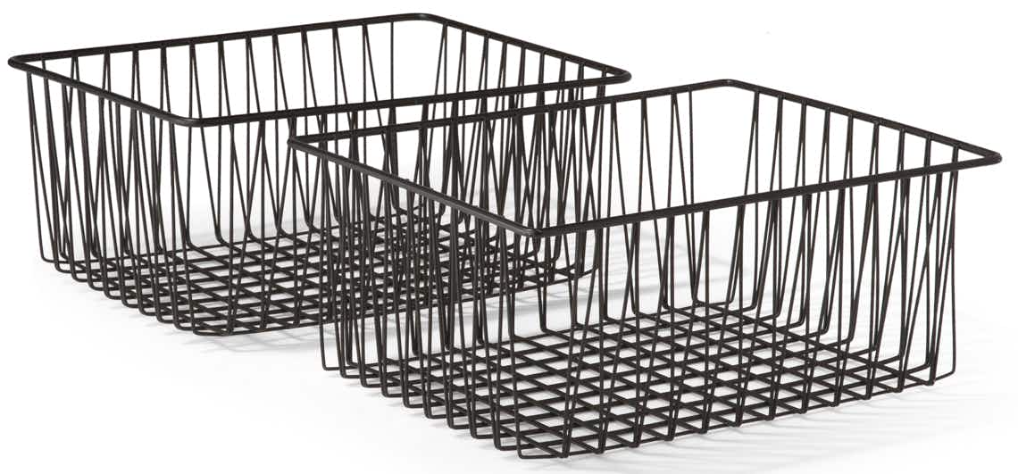 stock photo of modrn wire floor baskets on white background