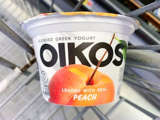 oikos blended greek yogurt in walmart cart