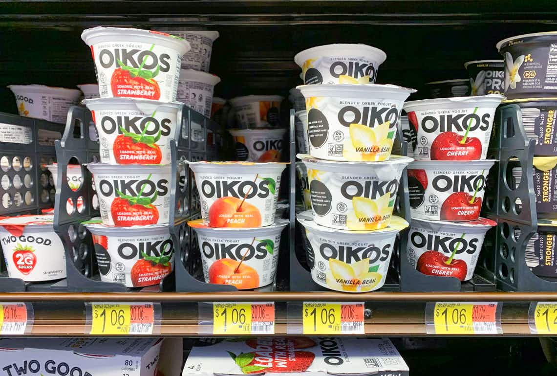 oikos blended greek yogurt in walmart fridge section