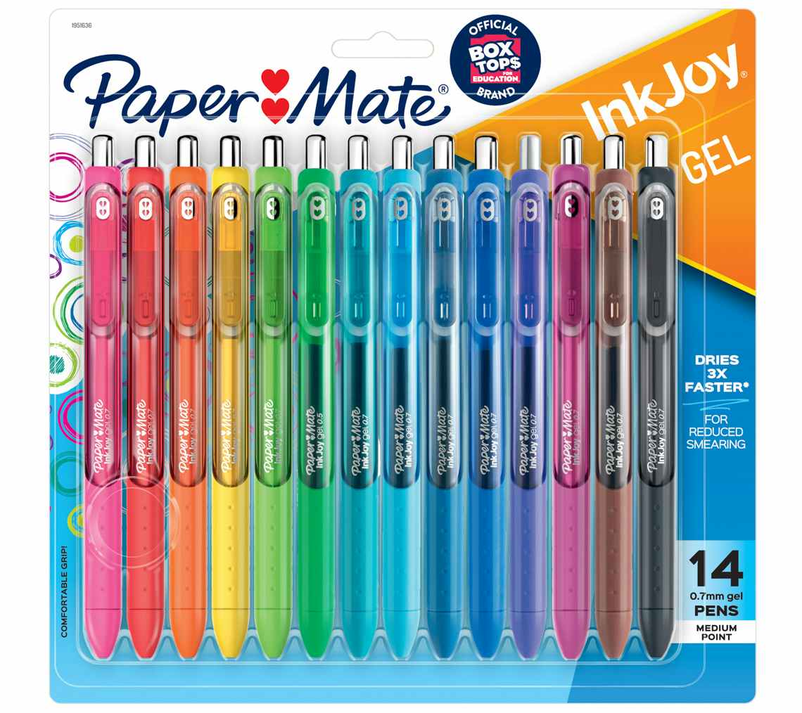 stock photo of paper mate inkjoy gel pens in package