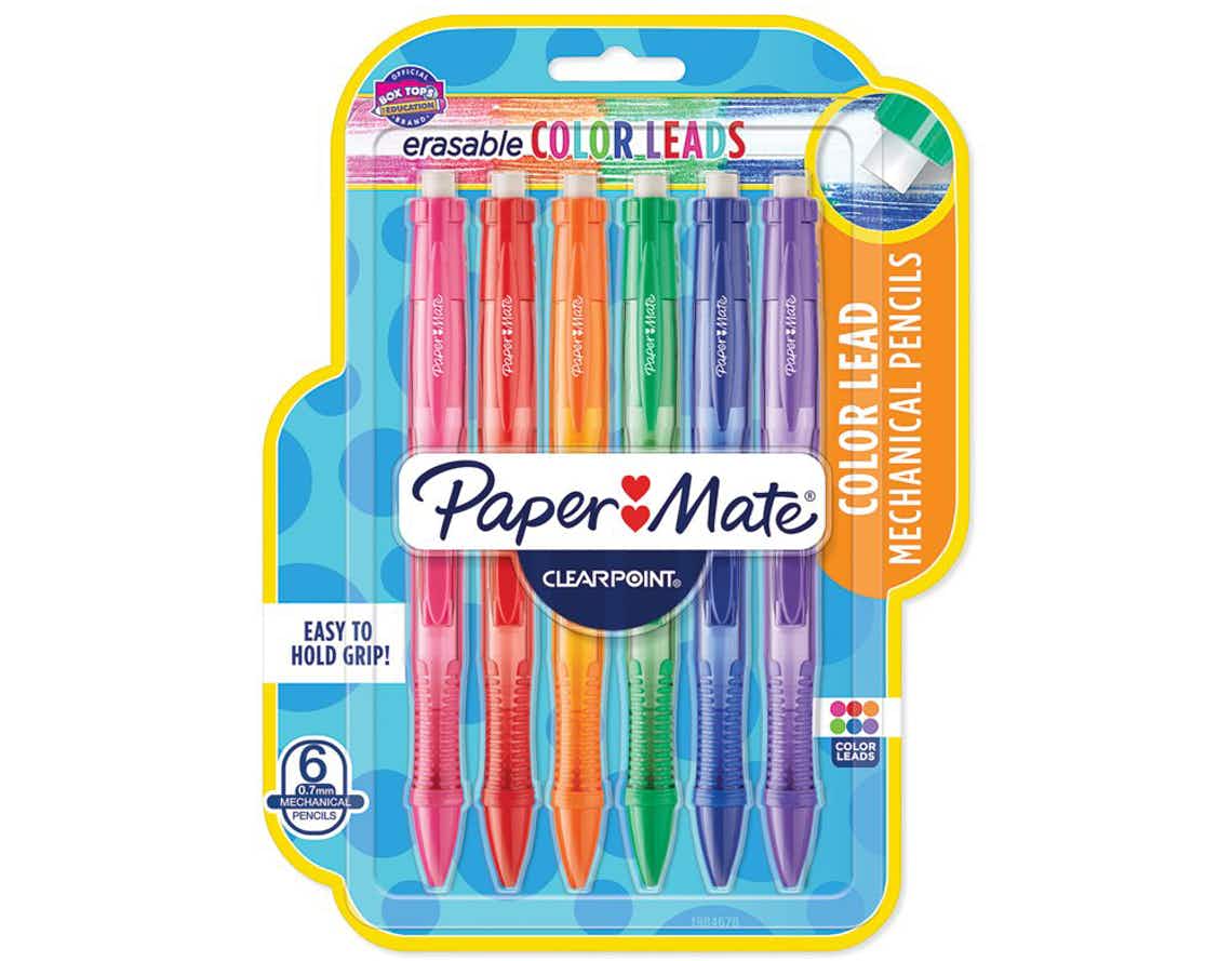 stock photo of paper mate mechanical pencils in packaging on white background