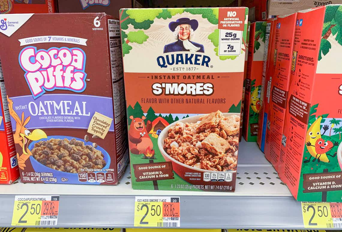 quaker instant oatmeal s'mores flavor on walmart shelf