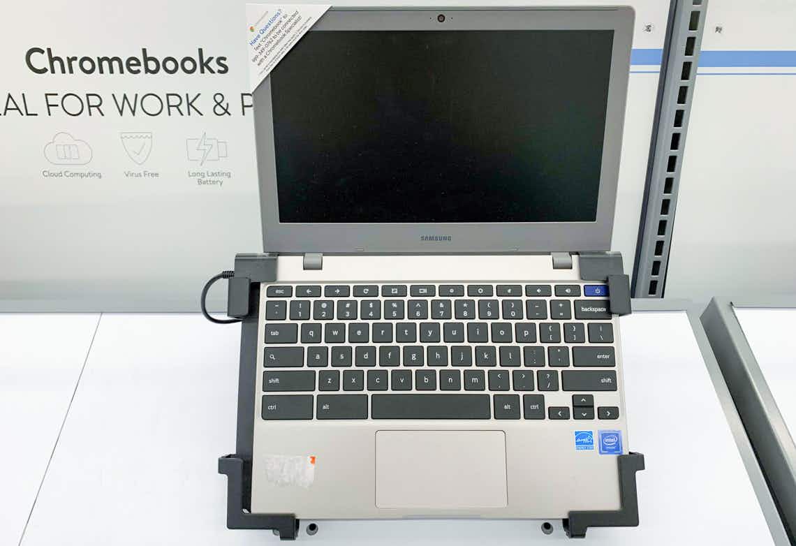 samsung cromebook on display in walmart electronics section