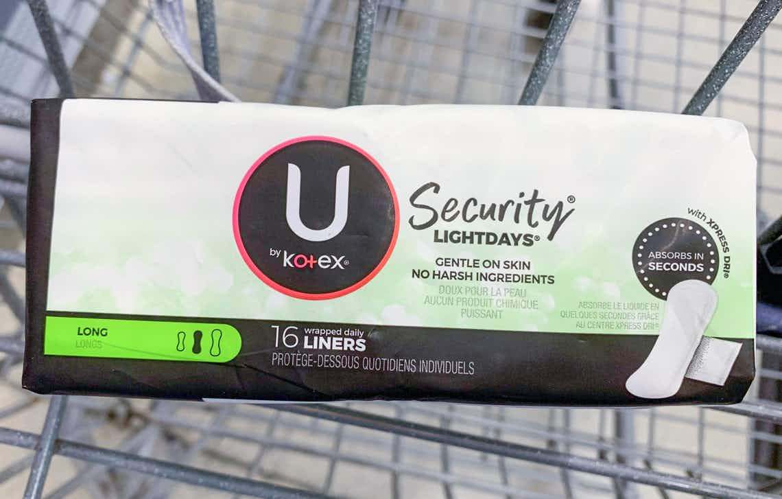 u by kotex security liners in walmart cart