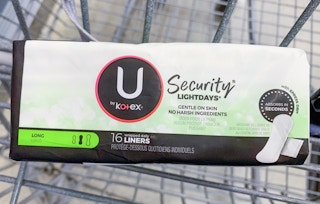 u by kotex security liners in walmart cart