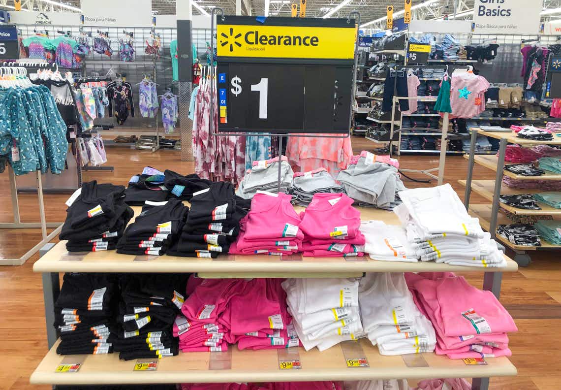 wonder nation girls tank top on table in kids clothing section with clearance sign