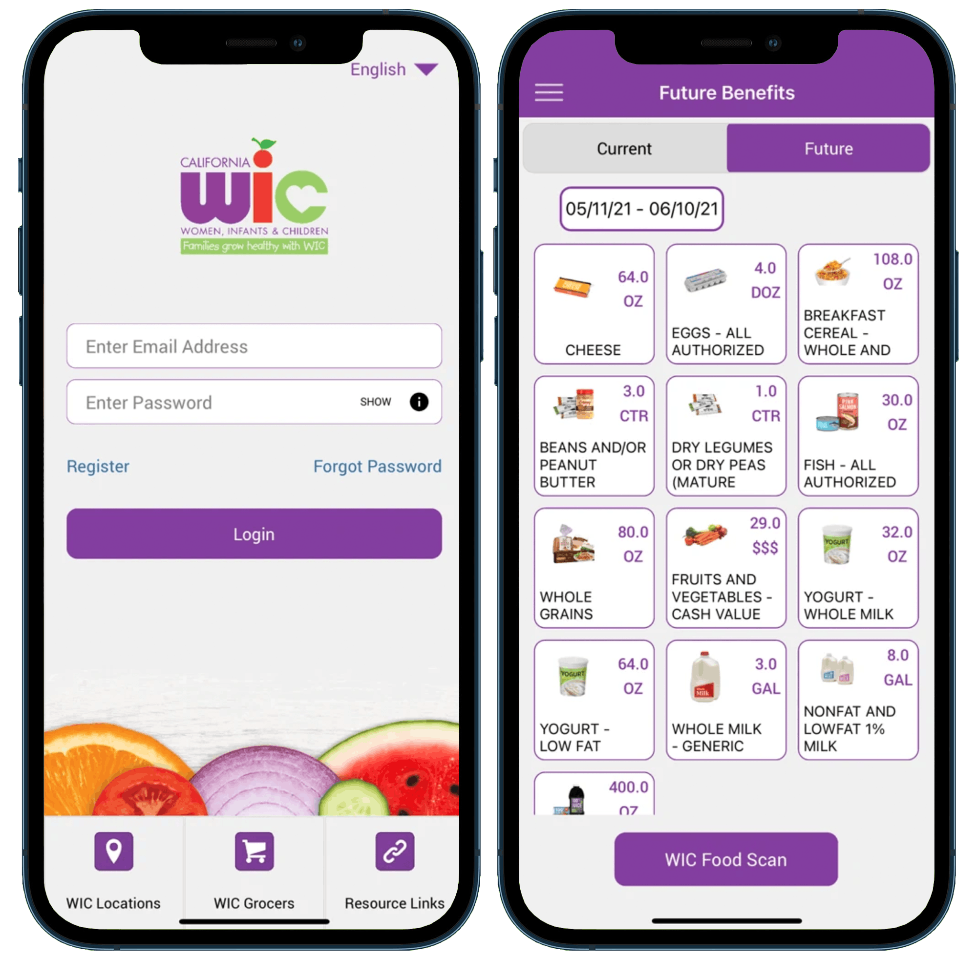 App graphic of the WIC California App