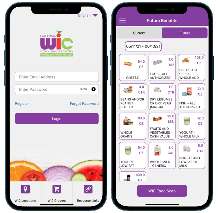 App graphic of the WIC California App