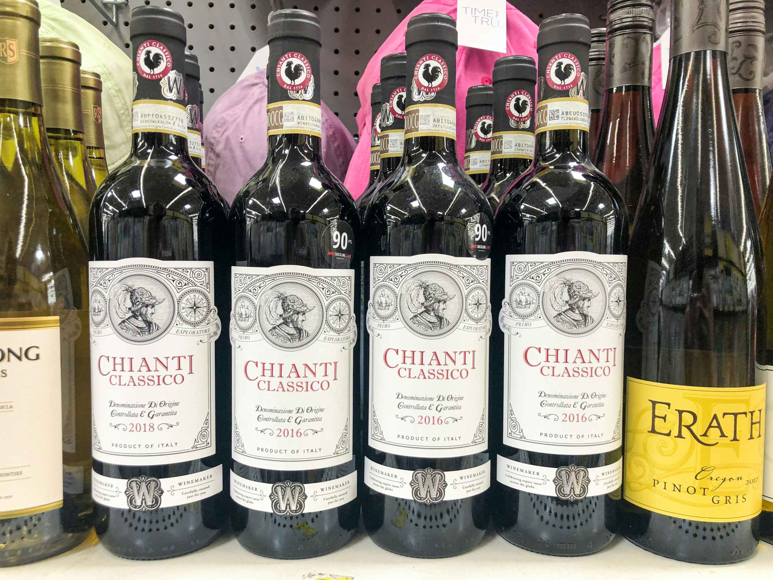 bottled wine on clearance shelf at Walmart