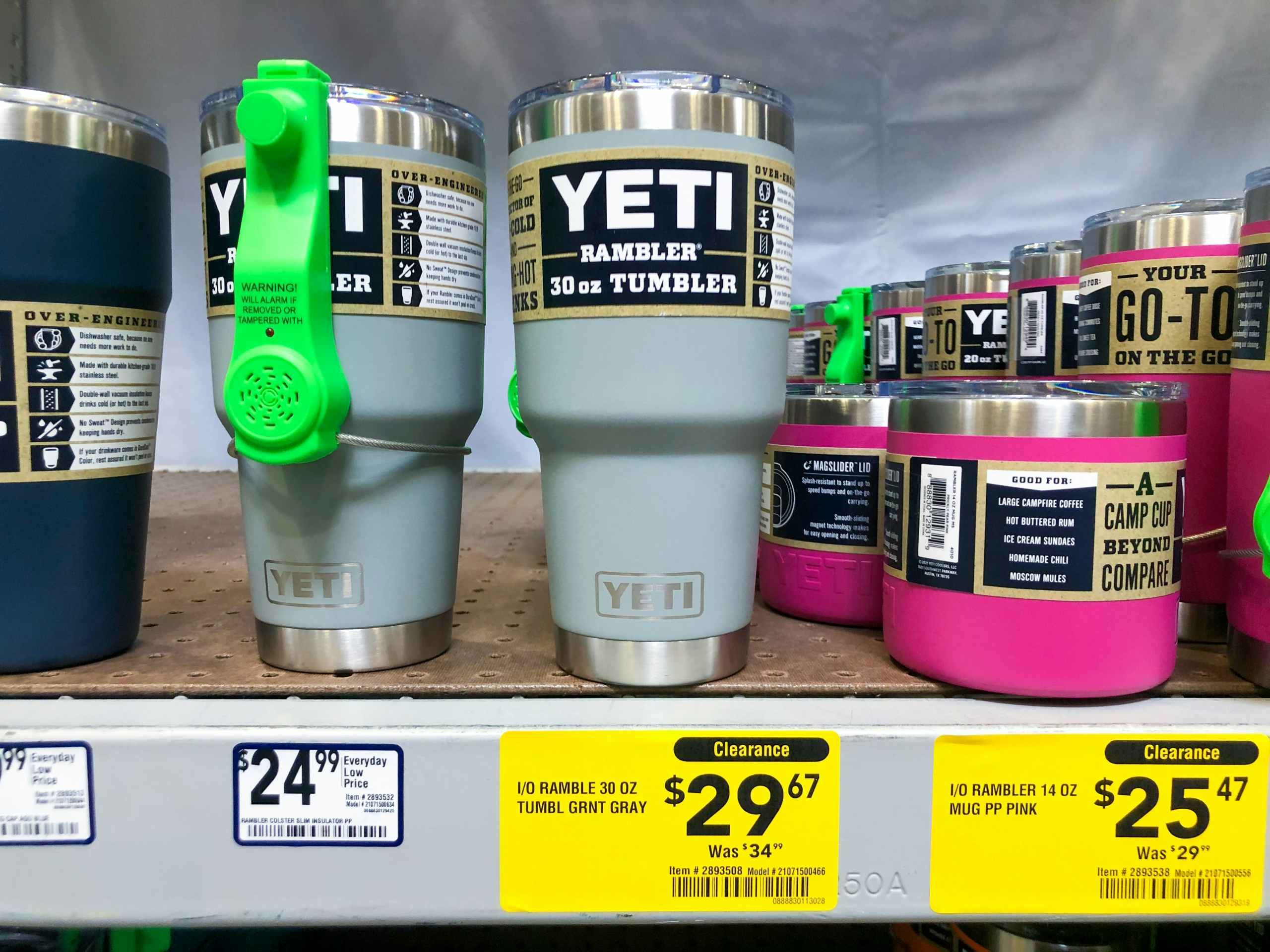 clearance YETI mug on shelf at Lowe's