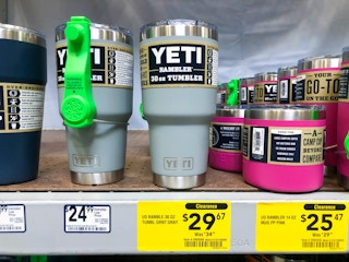 clearance YETI mug on shelf at Lowe's