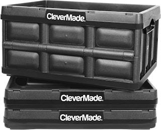 A pack of three CleverMade collapsible storage bins.