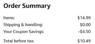 An Amazon order summary ending in $10.49.