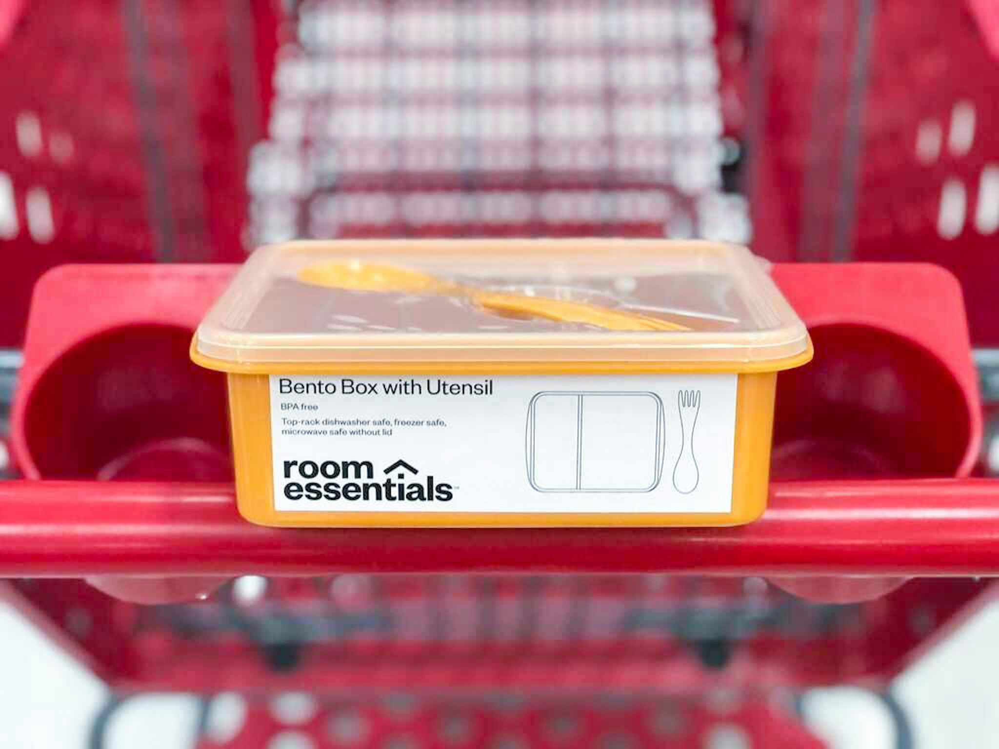 room essentials bento box on a target cart