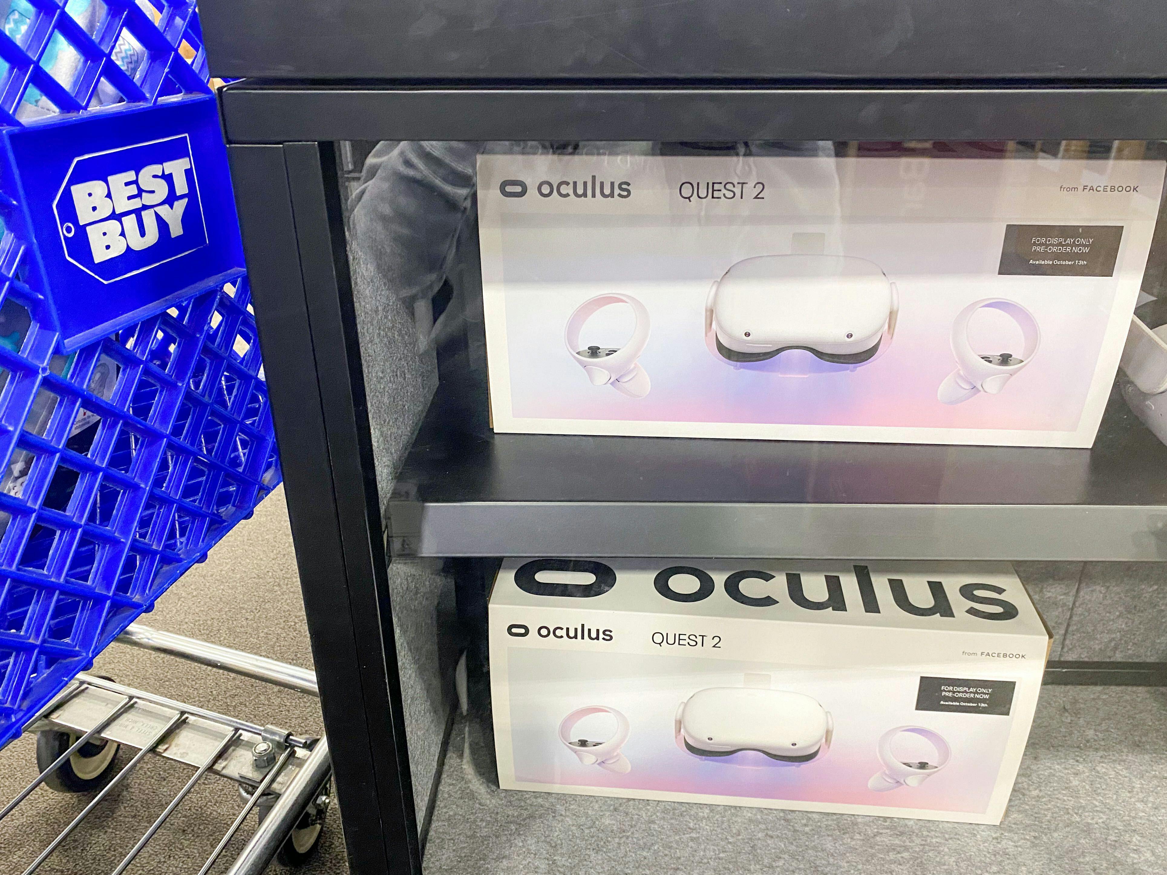 Oculus Quest 2 VR headsets in a case at Best Buy