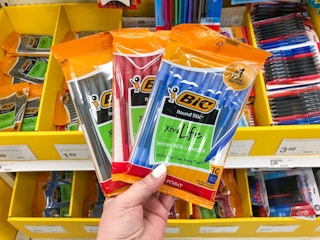 hand holding bic pens at target