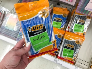 hand holding bic pens at target
