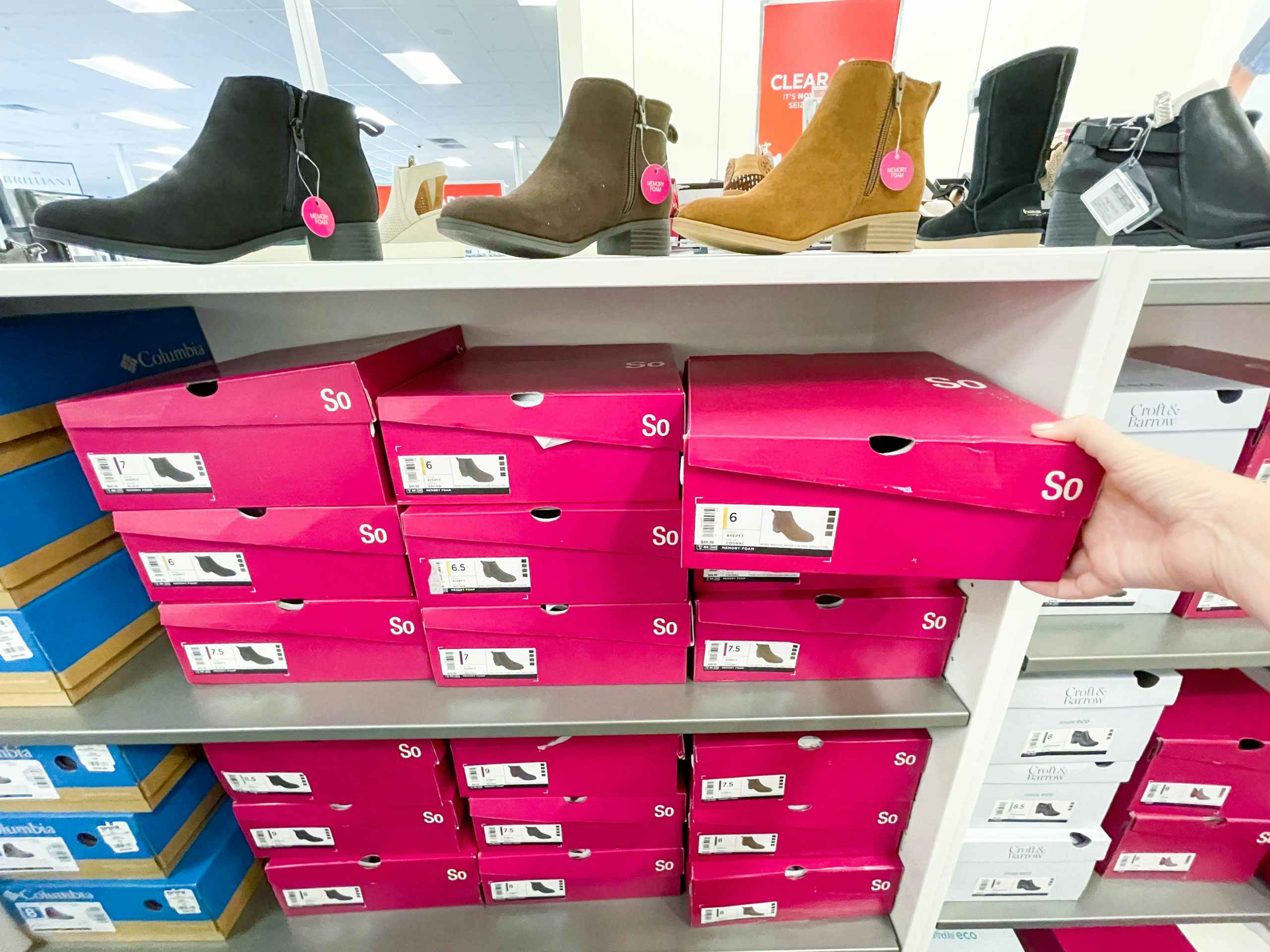 boots and shoe boxes in store