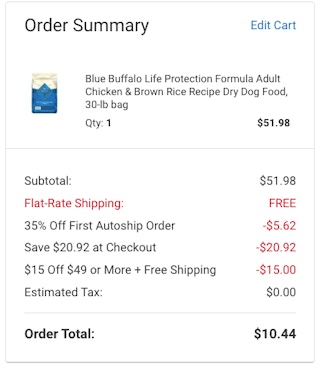 screenshot from order page