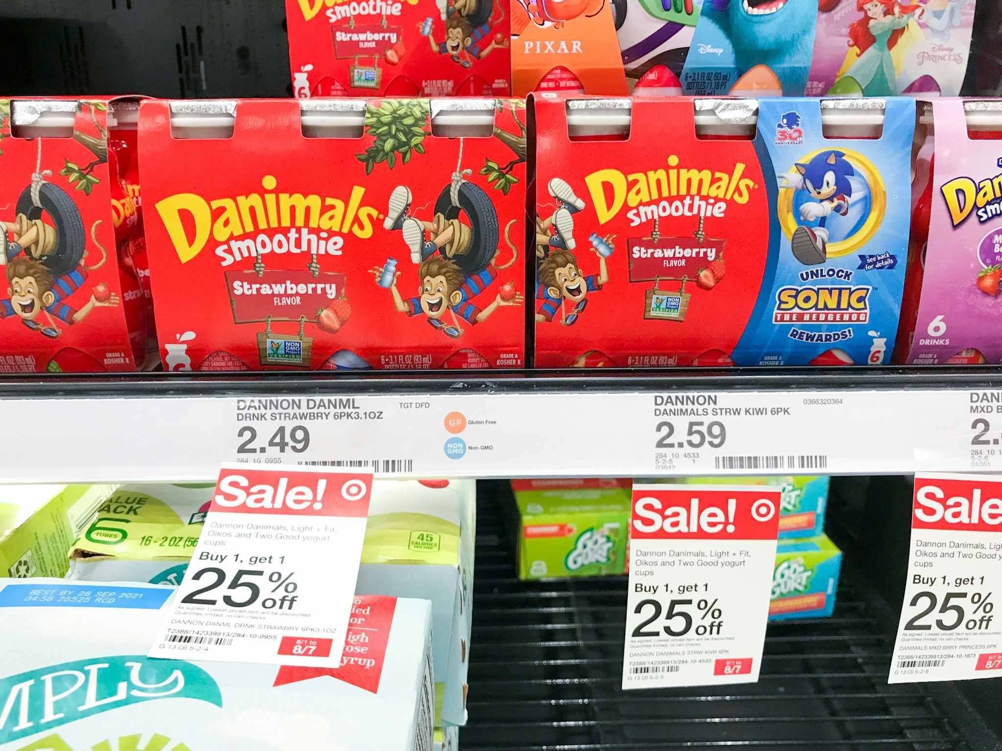 danimals smoothies on a target shelf