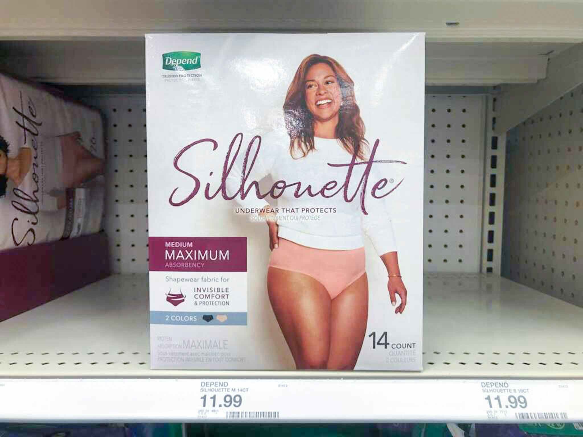 depend silhouette underwear on a target shelf