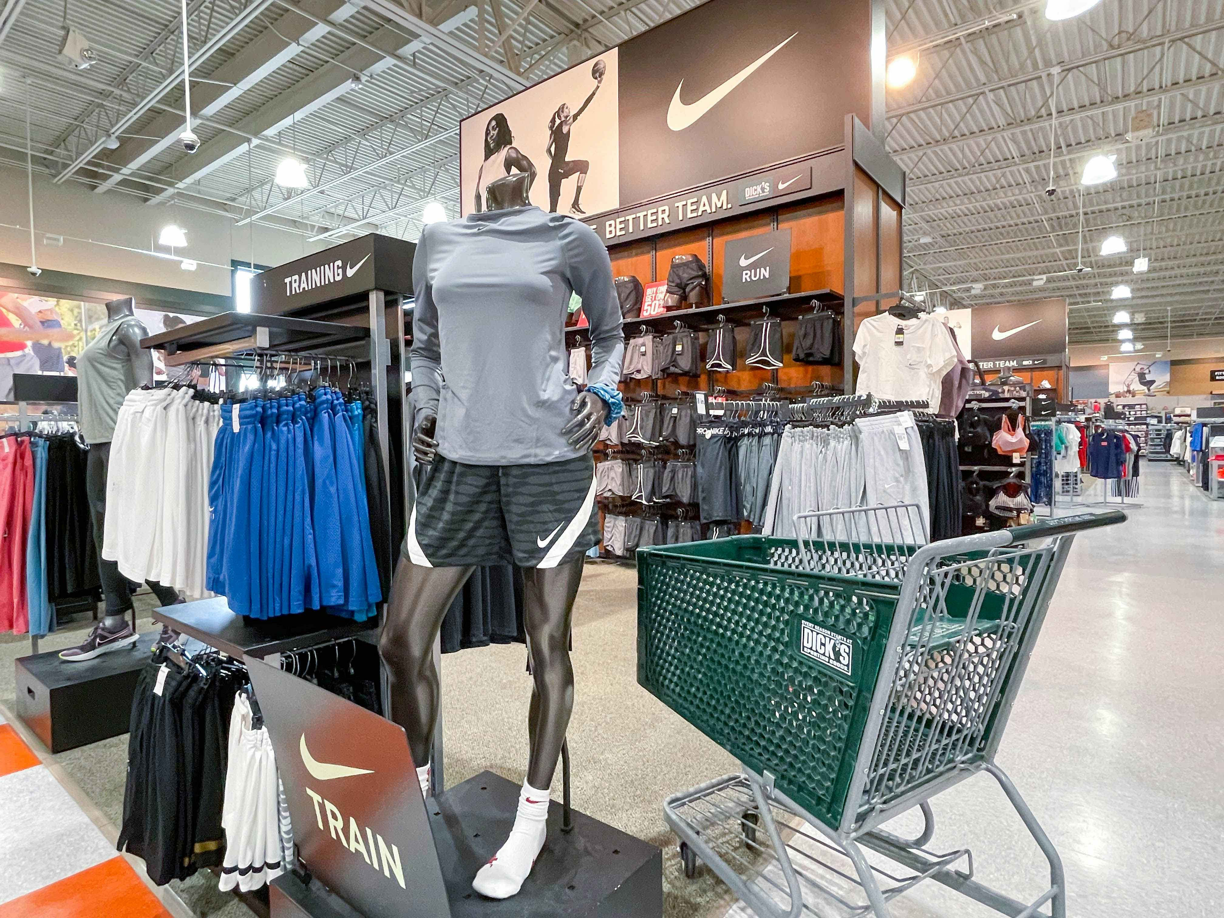 The Nike clothing section at Dicks Sporting Goods
