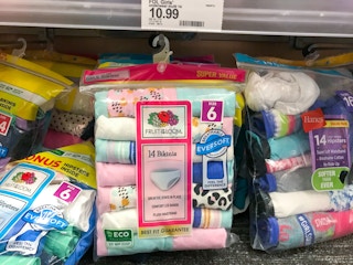 fruit of the loom girls' underwear on a target shelf