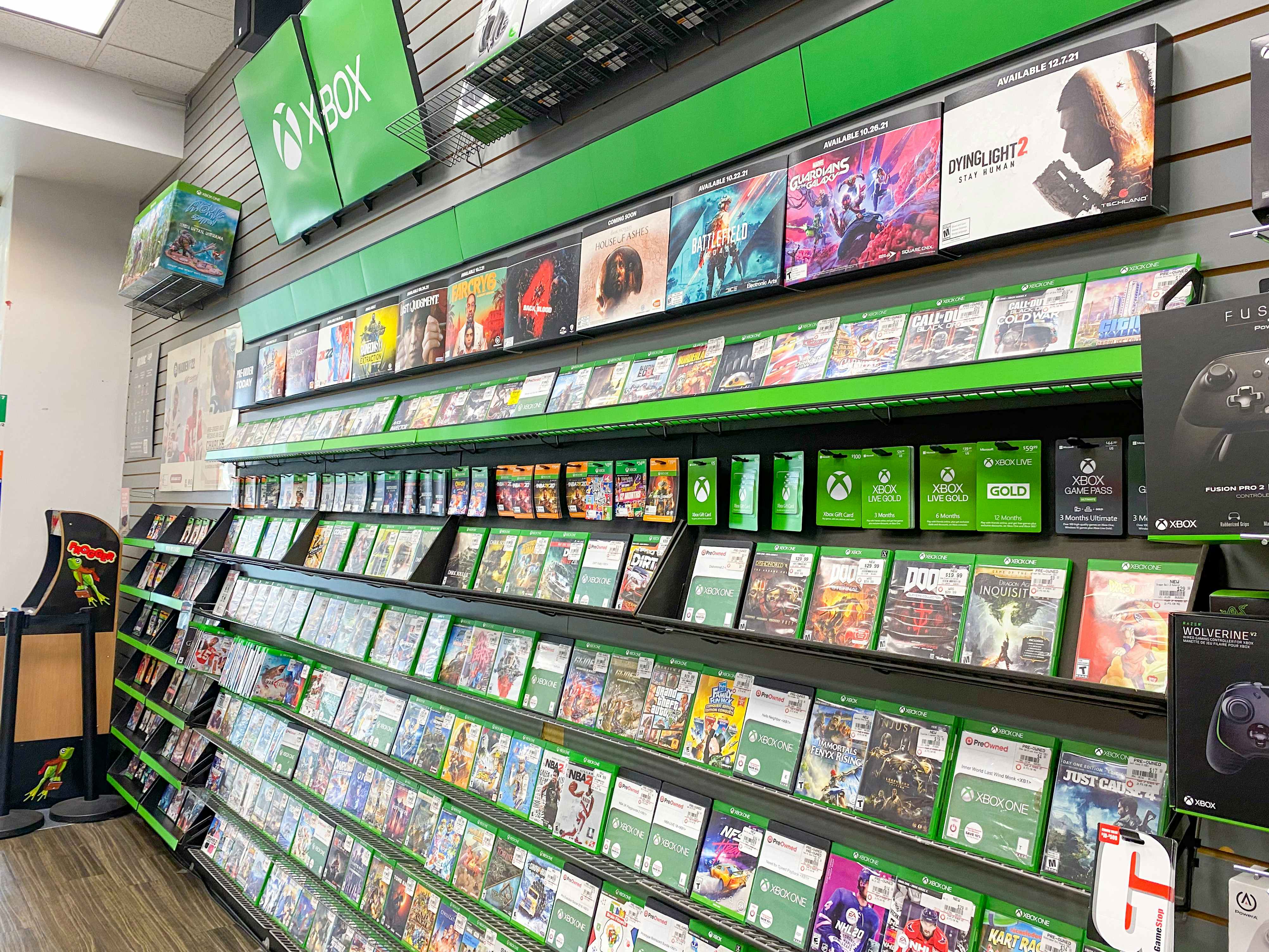 xbox video games on the shelves at GameStop