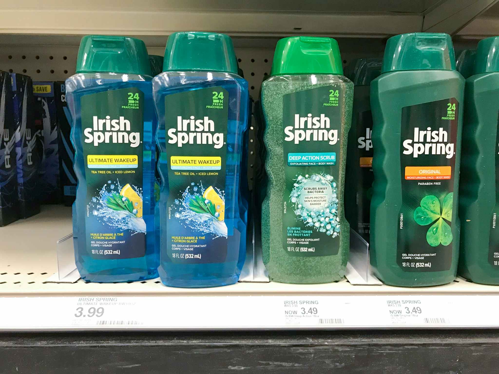 irish spring body wash on a target shelf