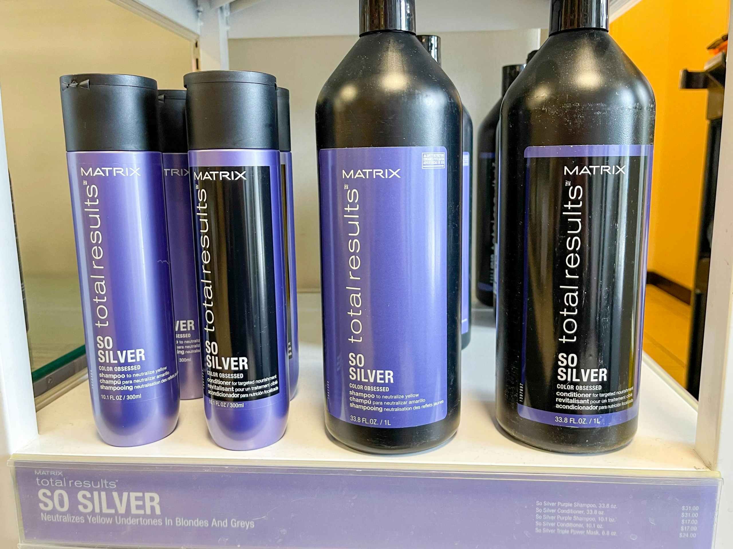 matrix hair products on shelf