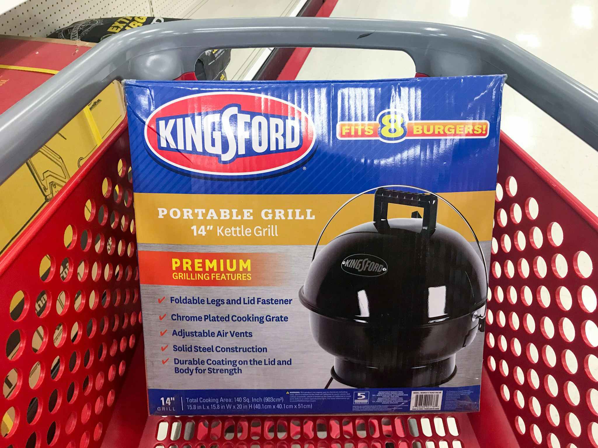 kingsford portable charcoal grill in a target cart