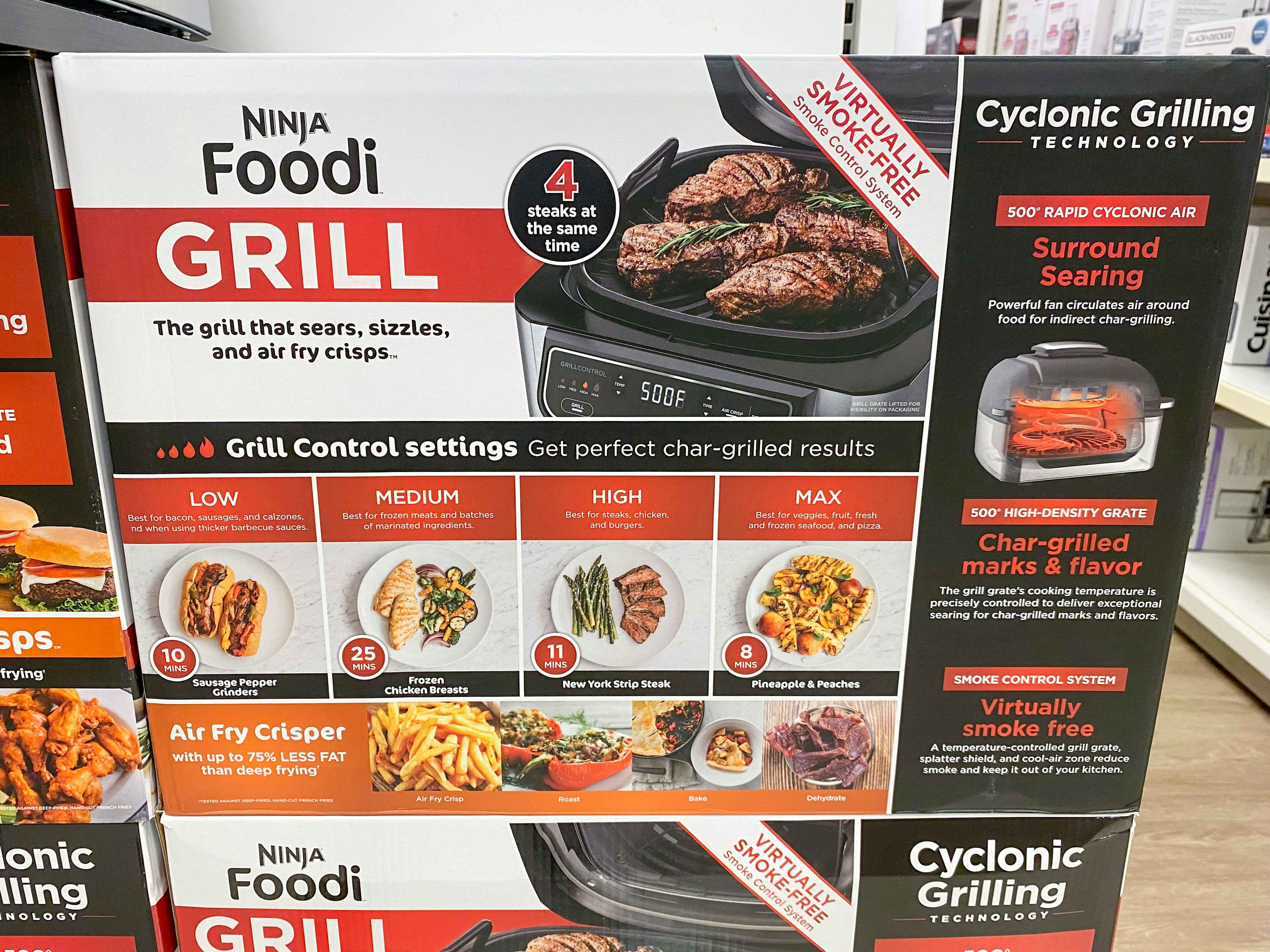 a ninja foodi grill stacked on top of other grills in kohls