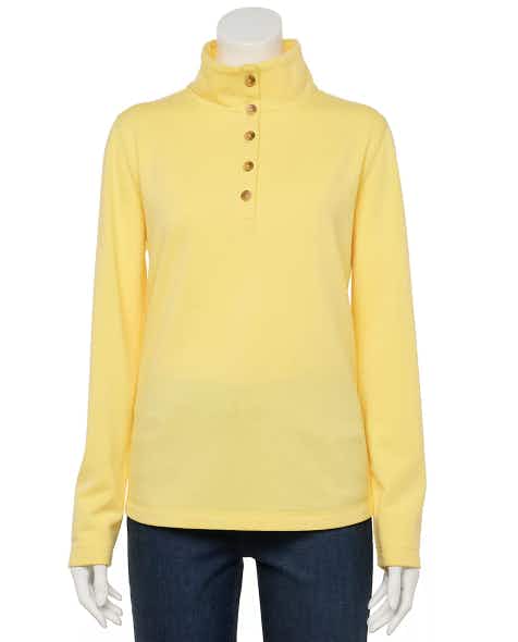 kohls Women's Croft & Barrow Button-Neck Fleece Sweatshirt stock image 2021