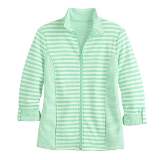 kohls Women's Croft & Barrow Mixed Stripe Zip-Front Jacket stock image 2021