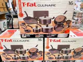 t-fal cookware sets stacked on top of each other in macys