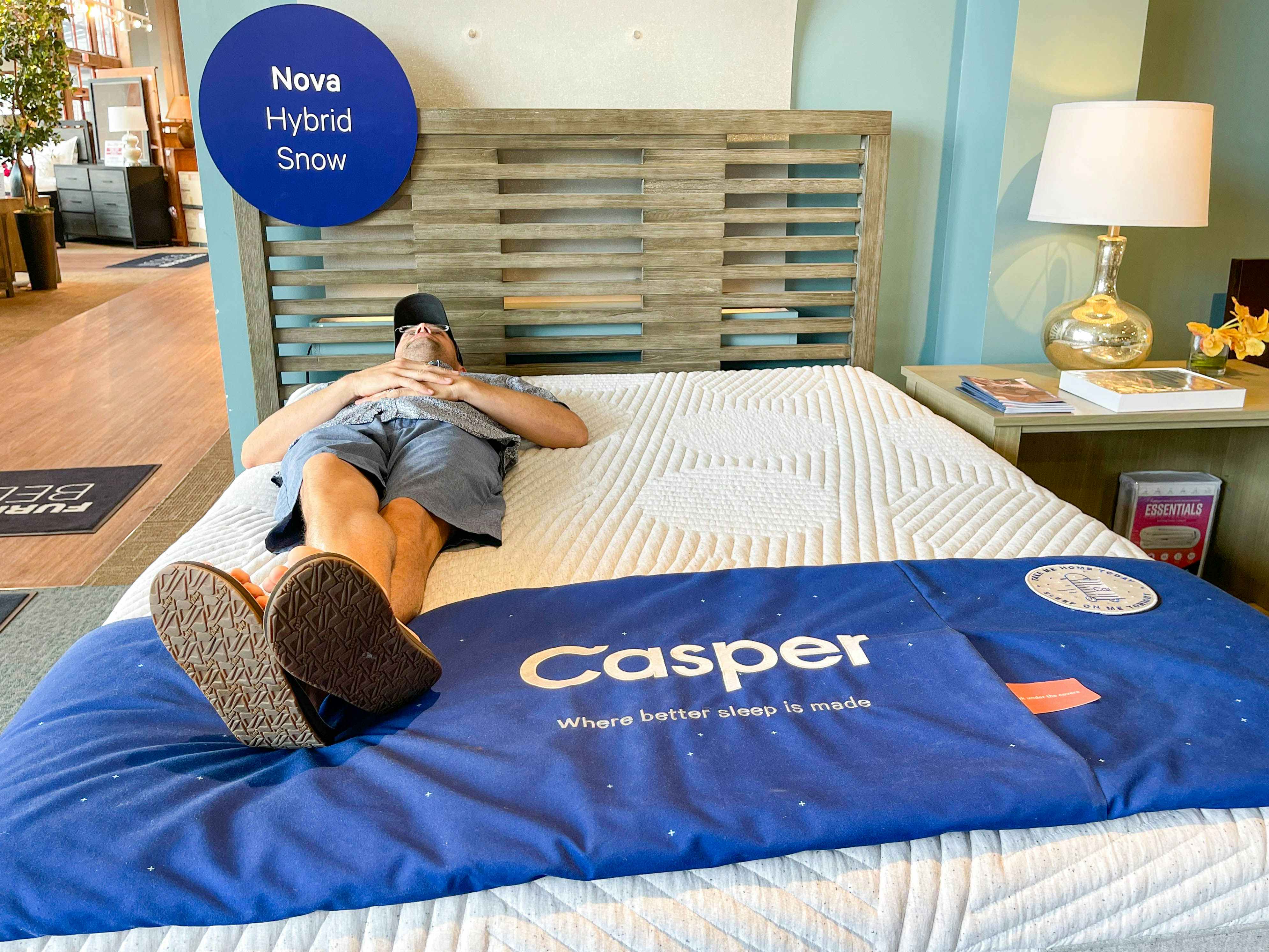 man laying on casper mattress