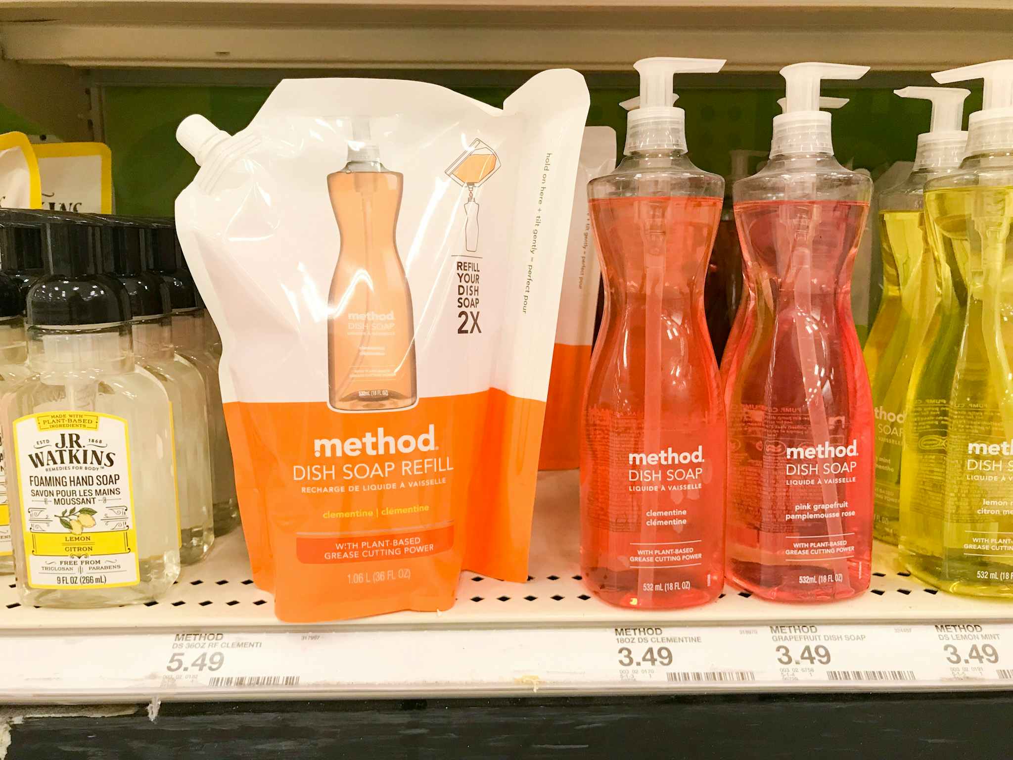 method liquid dish soap refills on a target shelf