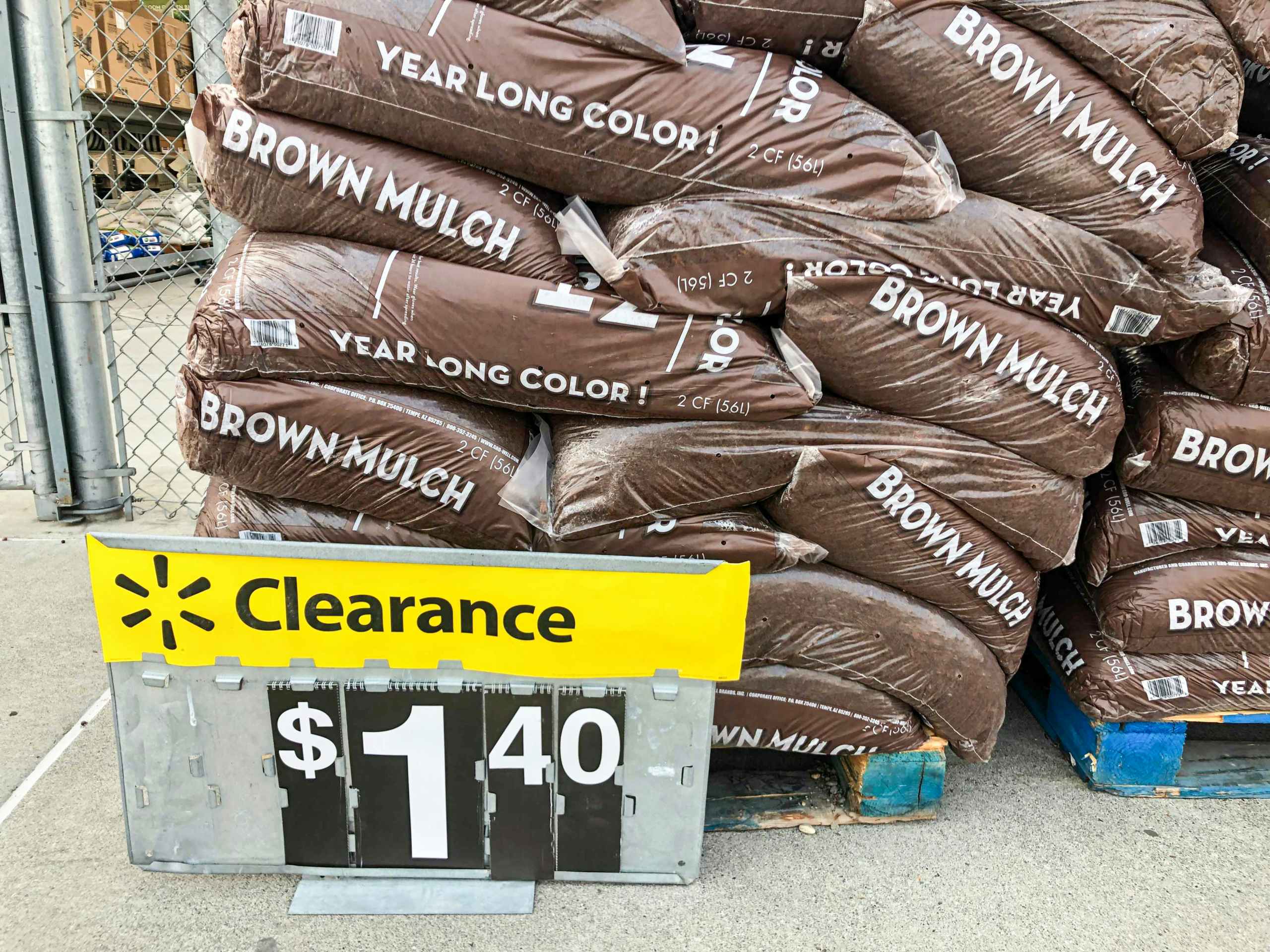 bagged mulch on clearance at Walmart